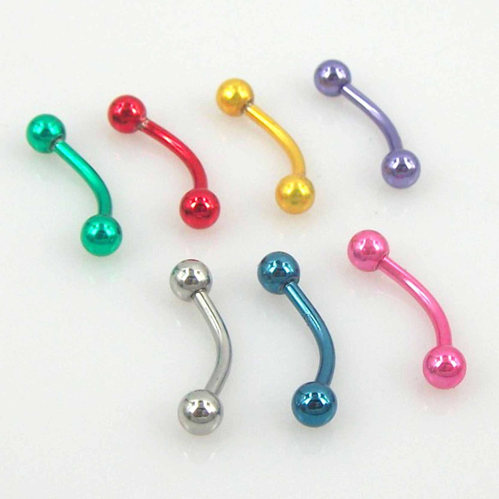 7pc Multicolor Ball Barbell Stainless Steel Earring Studs Eyebrow Rings H6197 on Luulla